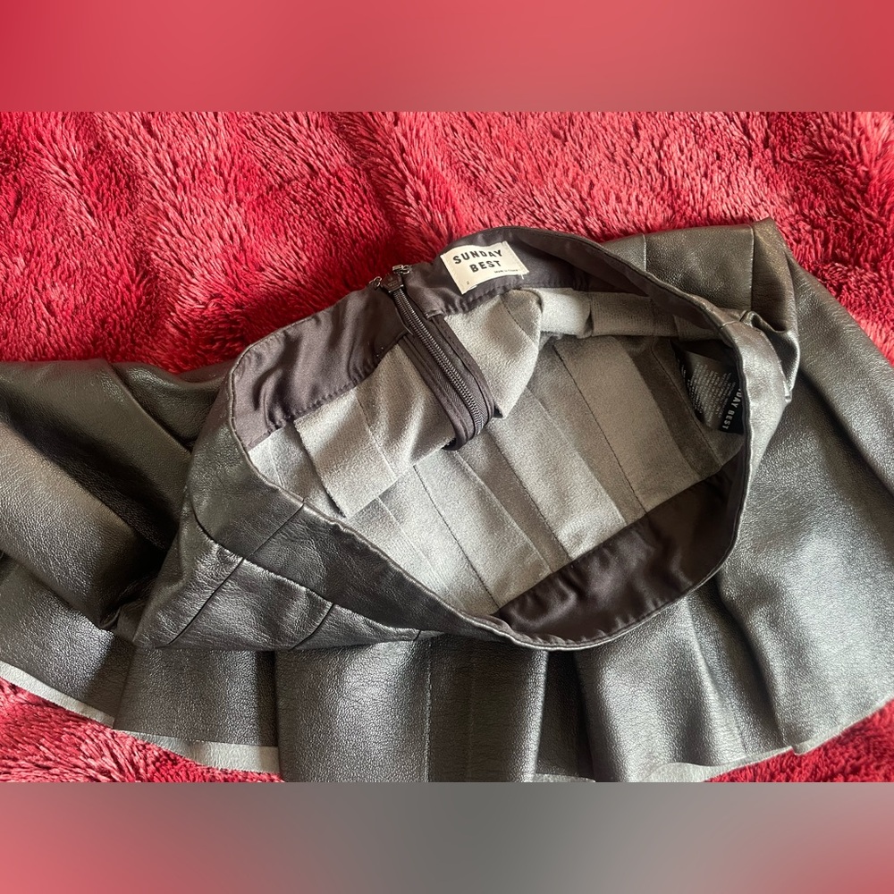 Sunday best pleather pleated skirt